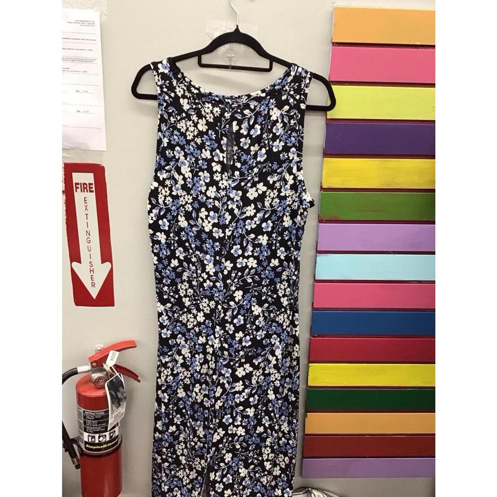 MSK women’s maxi dress size large navy 410 black floral new from JCPenney - Picture 3 of 4